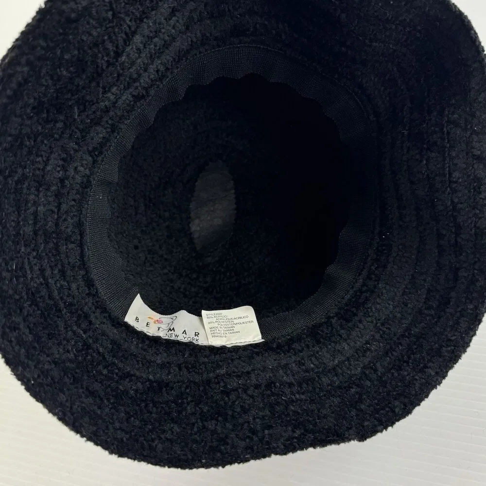 Vintage Betmar New York Black Bucket Hat Winter Warm Soft Textured Acrylic Blend